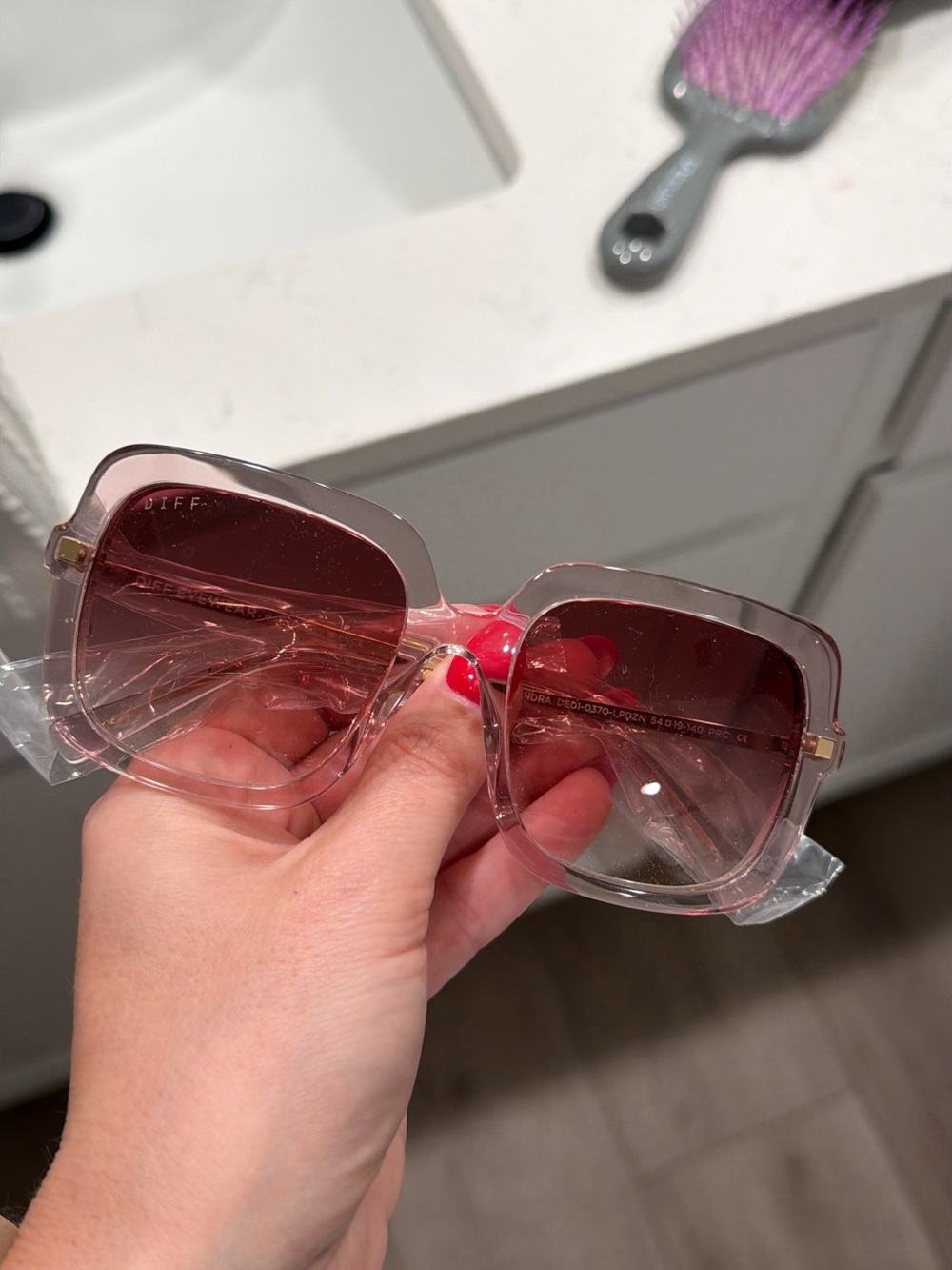 DIFF Pink Square Gradient Sunglasses for Women